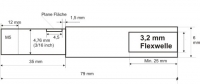 Ersatzflexwelle 3,2 mit 6 mm Welle und 4,7DD f.  Flextrimm S Sonderausführung für Flextrimm S